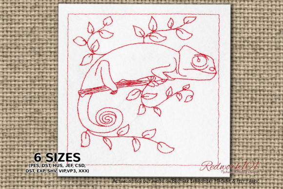 A Designer's Hands-On Review of the Chameleon Redwork Embroidery Design