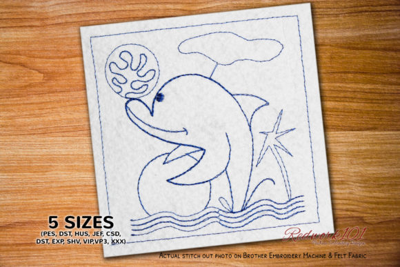 A Seasonal Review: The Dolphin Playing with Ball Embroidery Design