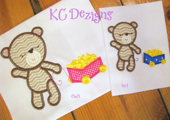 An Embroidery Seller's Look at Baby Girl Bear with Cart of Stars