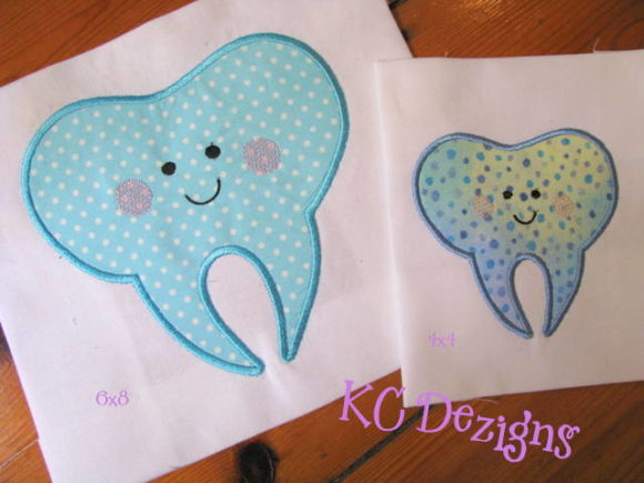 Cute Tooth Applique for Boutique Apparel Projects