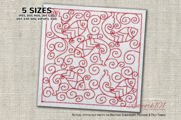 Fish Pattern Redwork Embroidery for Personalized Gifts