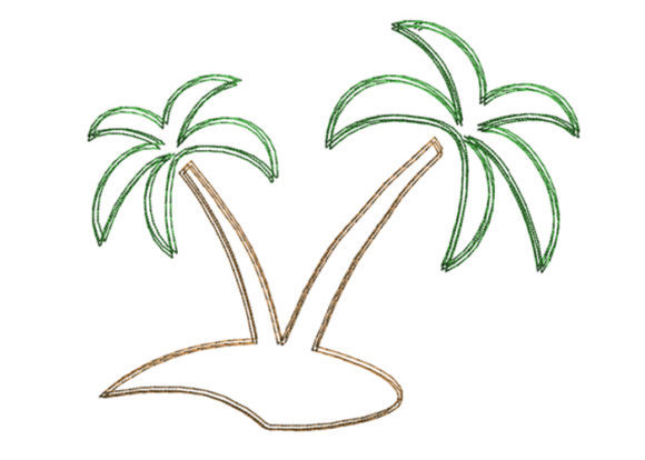 Palm Scribble Stitch: A Casual, Modern Beach Embroidery Design