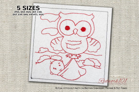 Testing a Cute Baby and Owl Redwork Design for Real Projects